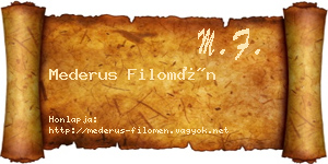 Mederus Filomén névjegykártya
